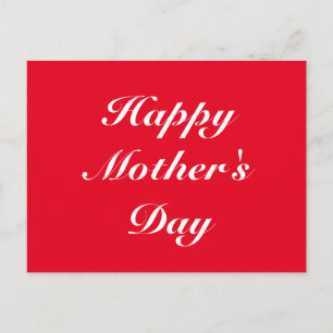 Happy Mother's Day red white script elegant chic Postcard