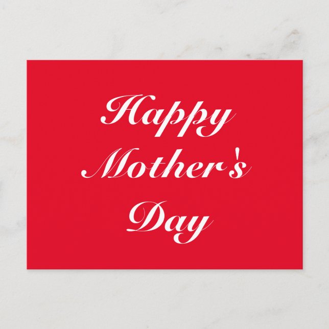 Happy Mother's Day red white script elegant chic Postcard (Front)