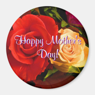 Happy Mother's Day Red Yellow Roses Magnet