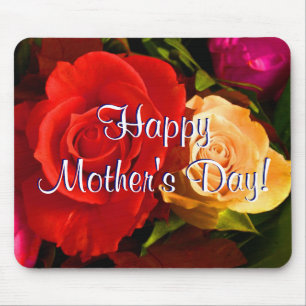 Happy Mother's Day Red Yellow Roses Mouse Pad