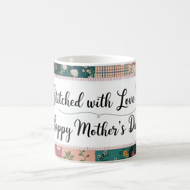 Happy Mother's Day - Retro Cute Quilt Pattern Coffee Mug (Center)