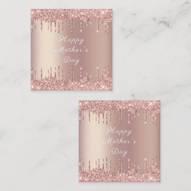 Happy Mother's Day - Rose Gold Blush Glitter Drips Card (Front/Back)
