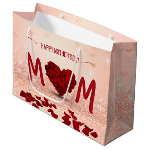Happy Mother's Day Rose Heart Bouquet Large Gift Bag