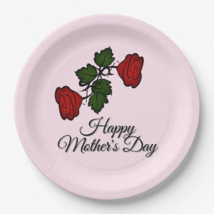 Happy Mothers Day Roses Paper Plate