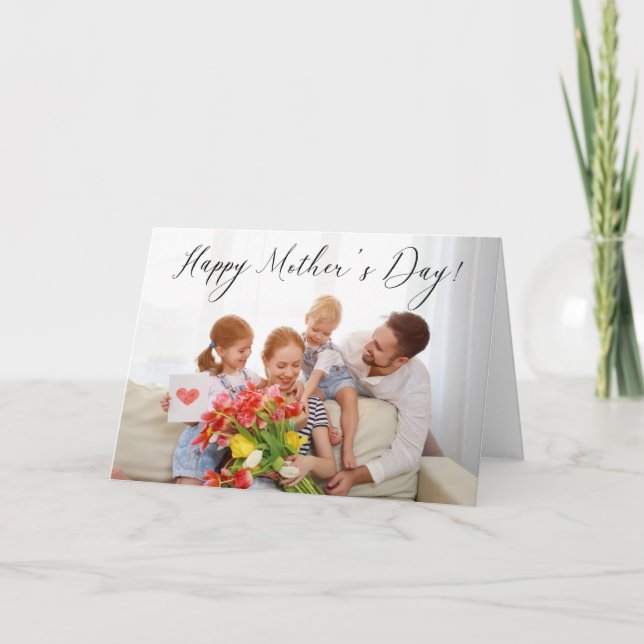 Happy Mother's Day Script Typography Photo Holiday Card (Front)