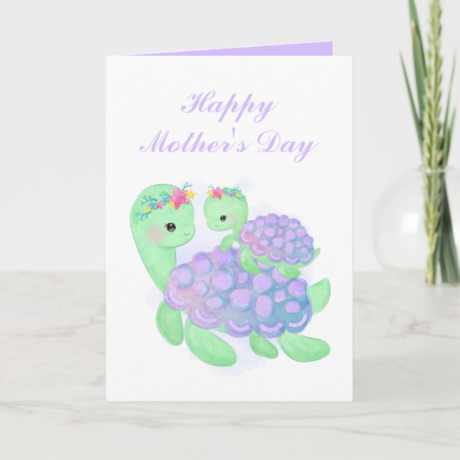 Happy Mother's Day sea turtles add text Note Card (Front)