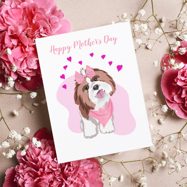 Happy Mother's Day Shih-Tzu With Hearts Card (Creator Uploaded)