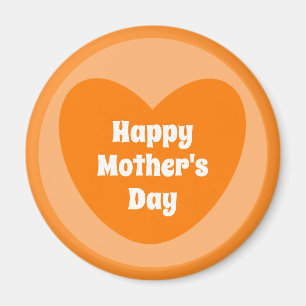 Happy Mother's Day Simple Cute Orange Heart Magnet