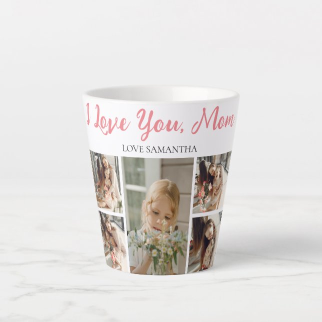 Happy Mothers Day | Simple Modern Script 5 Photo  Latte Mug (Front)