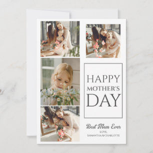 Happy Mothers Day Simple Modern Script Photo Holiday Card