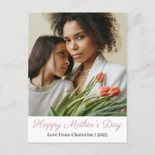 Happy Mothers Day Simple Modern Script Photo Holiday Postcard