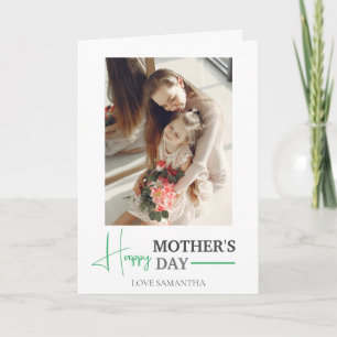 Happy Mothers Day Simple Modern Script Two Photo Card