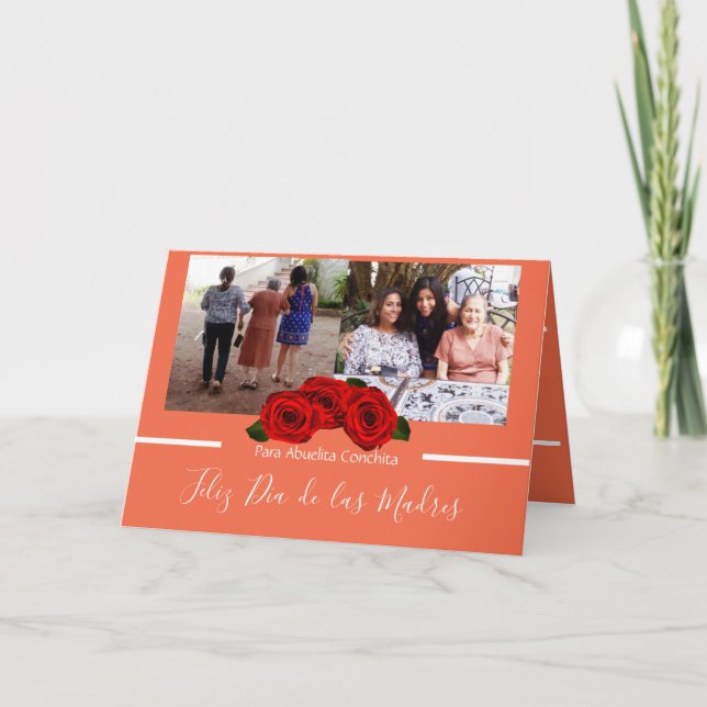 Happy Mothers Day Spanish Roses Custom Photo Card (Front)