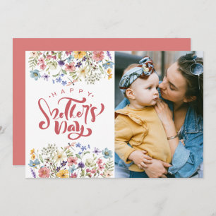 Happy Mothers Day Spring Floral Mum Photo Message Holiday Card