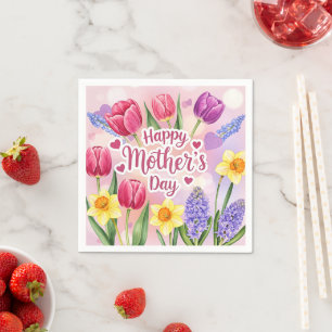 Happy Mother's Day, spring flowers, Napkin