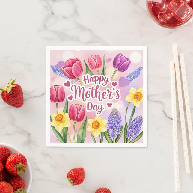Happy Mother's Day, spring flowers, Napkin (Insitu)