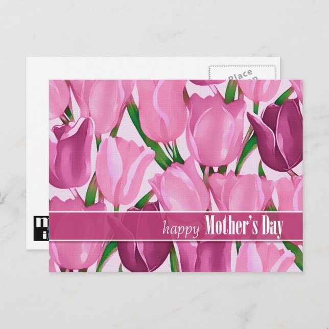 Happy Mother's Day. Spring Tulips Painting  Postcard (Front/Back)