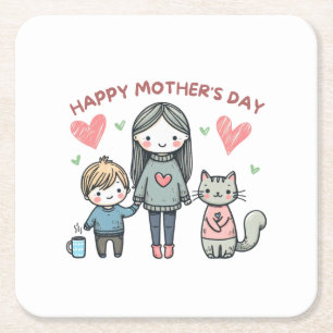Happy Mother's Day Square Paper Coaster