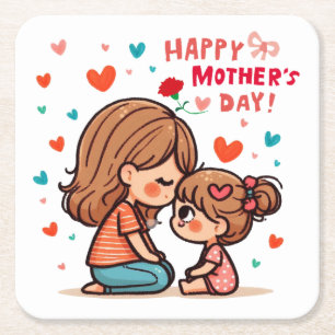 Happy Mother's Day Square Paper Coaster
