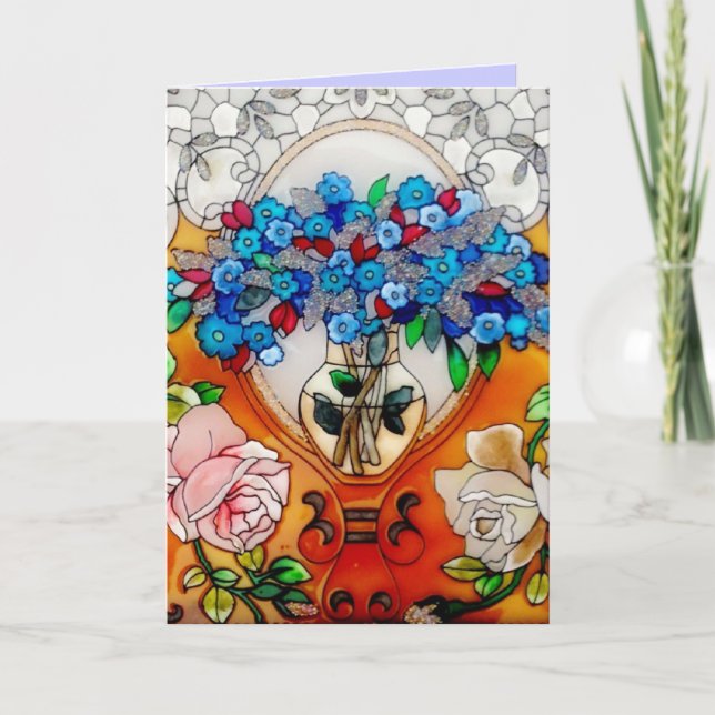 Happy Mother's Day Stained Glass Flowers in Vase C Card (Front)