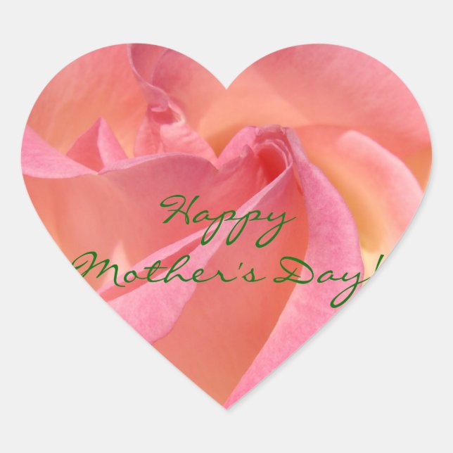 Happy Mother's Day! stickers Pink Rose Heart seals (Front)