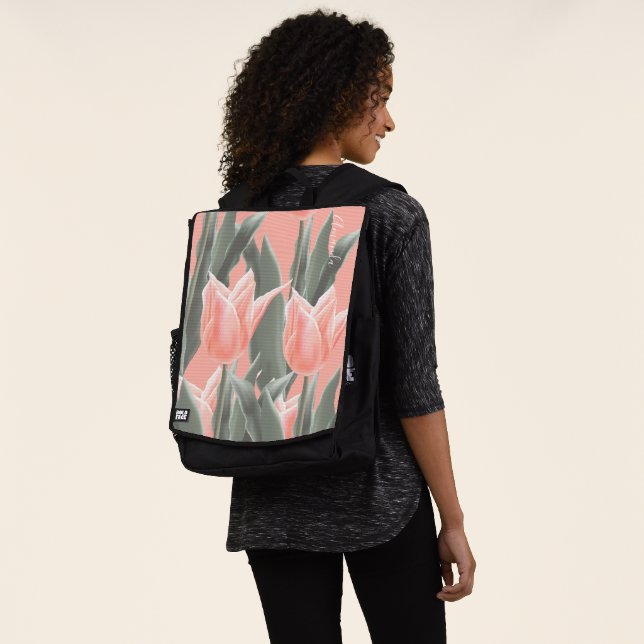 Happy Mother's Day! Stylish Peach Tulips Flowers Backpack (Worn)