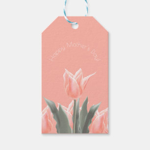 Happy Mother's Day! Stylish Peach Tulips Flowers Gift Tags