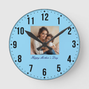 Happy Mother's Day Stylish Round Clock