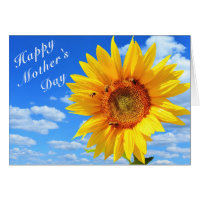Happy Mother's Day  Sunflower and Bees on Blue Sky