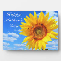 Happy Mother's Day Sunflower and Bees on Blue Sky