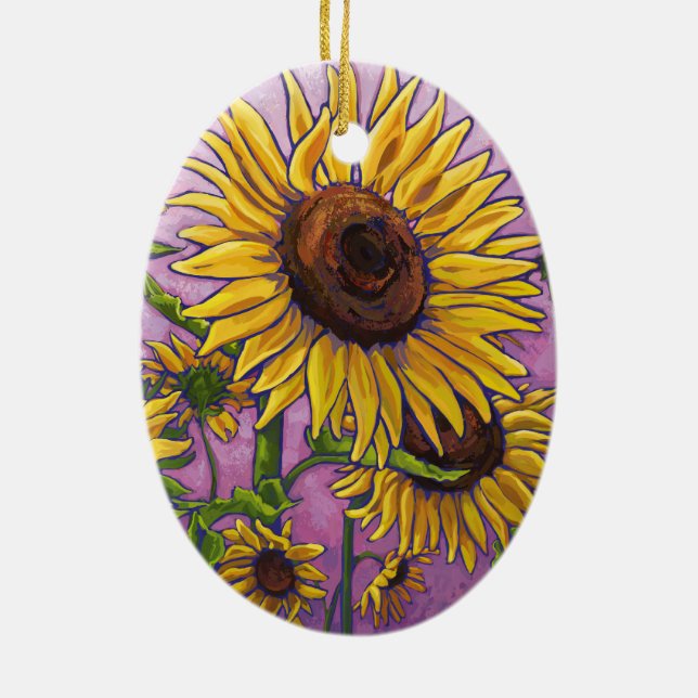 Happy Mother's Day sunflowers Ceramic Tree Decoration (Back)