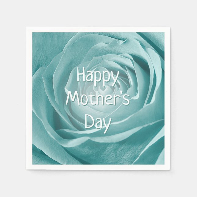 Happy Mother's Day Teal Rose Abstract Photography Napkin (Front)