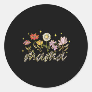 Happy Mothers Day Tee Wildflower Mama Leopard Mama Classic Round Sticker