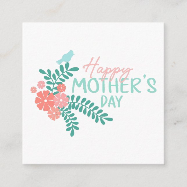 Happy Mother's day text in floral frame Enclosure Card (Front)