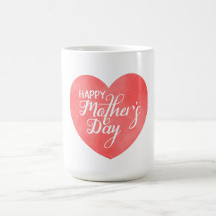 Happy mother's day text, pink heart mum coffee mug