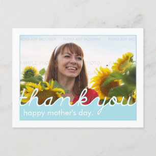 Happy Mothers Day Thank You, Mum Blue White Photo Postcard