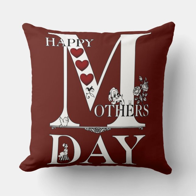 Happy Mothers Day Throw Pillow (Front)