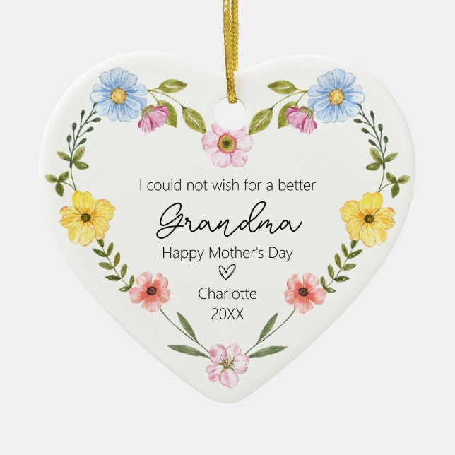 Happy Mother's Day to Grandma Ceramic Tree Decoration (Front)