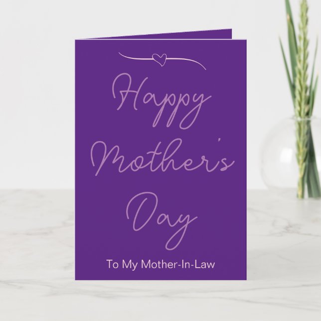 Happy Mother's Day To My Mother-In-Law Purple Card (Front)