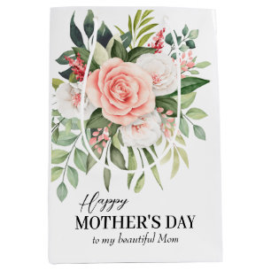 Happy Mother's Day to my Mum Elegant Roses Custom Medium Gift Bag
