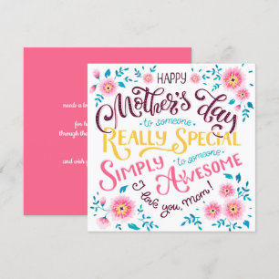 Happy Mother's Day   to Special and Awesome Mum Holiday Card