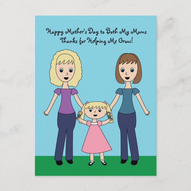 Happy Mother's Day Two Moms Cute Personalise Grow Postcard (Front)