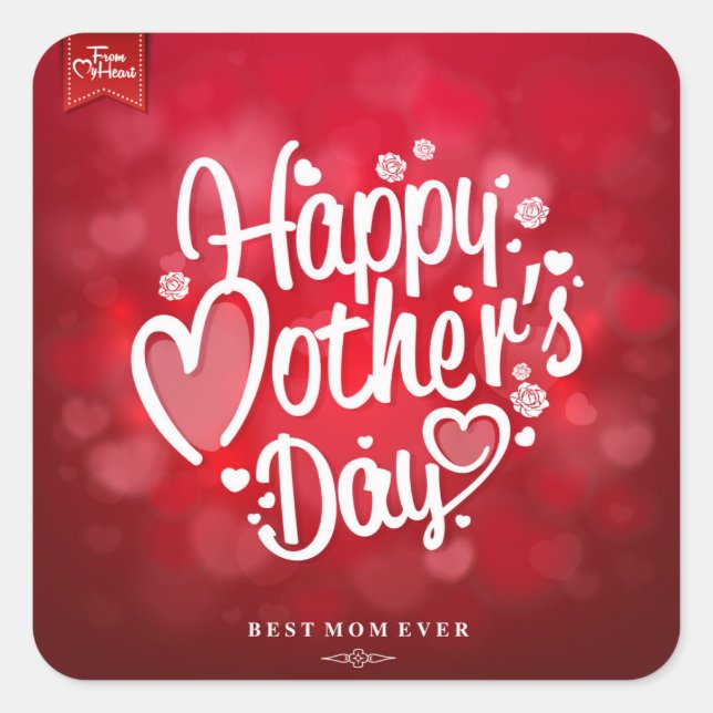 Happy Mother's Day Typography-23534 Square Sticker (Front)