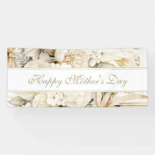 Happy Mother's Day Vanilla cream Floral script Banner