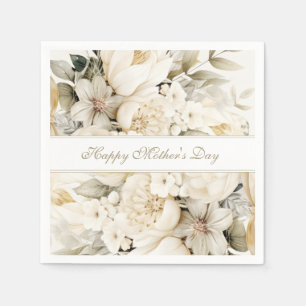 Happy Mother's Day Vanilla cream Floral script Napkin