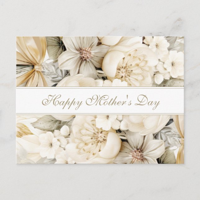 Happy Mother's Day Vanilla cream Floral script Postcard (Front)