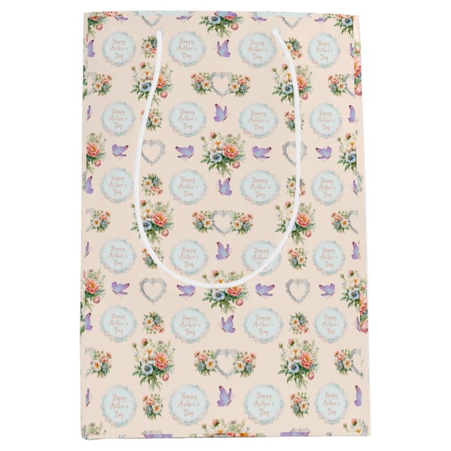 Happy Mother's Day Vanilla Cream Medium Gift Bag (Front)