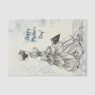 Happy Mother's Day Victorian Woman Parasol Birds Tissue Paper