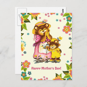 Happy Mother's Day. Vintage Bear Family Postcard
