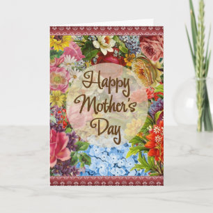 Happy Mother's Day Vintage Flowers Greeting Card